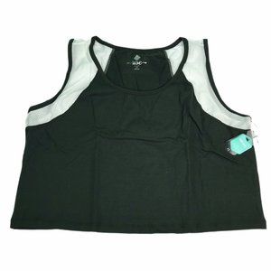 Womens Cropped Tank 2X Lularoe Workout Top Military Green Mesh Fitness Exercise